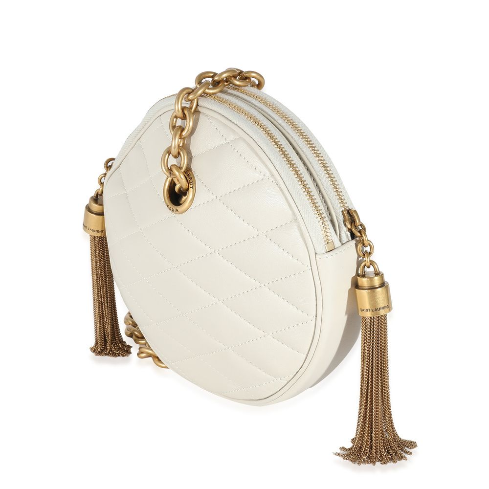 Saint Laurent Crema Soft Quilted Lambskin Le Maillon Round Tassel Chain Bag - Picture 4 of 8